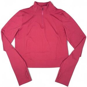 Dusty red cropped fit long sleeve activewear half zip